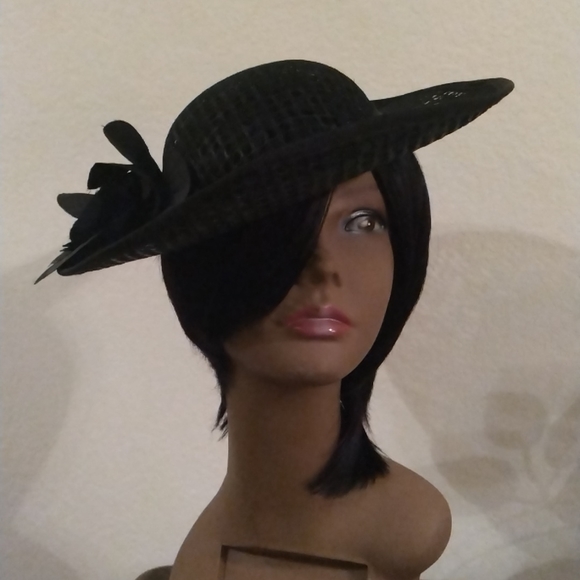Women's Black Cotton/Nylon hat/one size - Picture 2 of 3